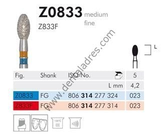 Z0833 Zirkon İçin Elmas Frez - 2 Adet